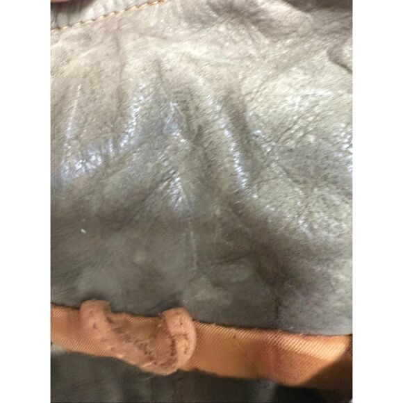 Rare Vintage Green Fields Men’s Leather Bomber Jacket Size L Lined Tan Brown - Picture 13 of 14